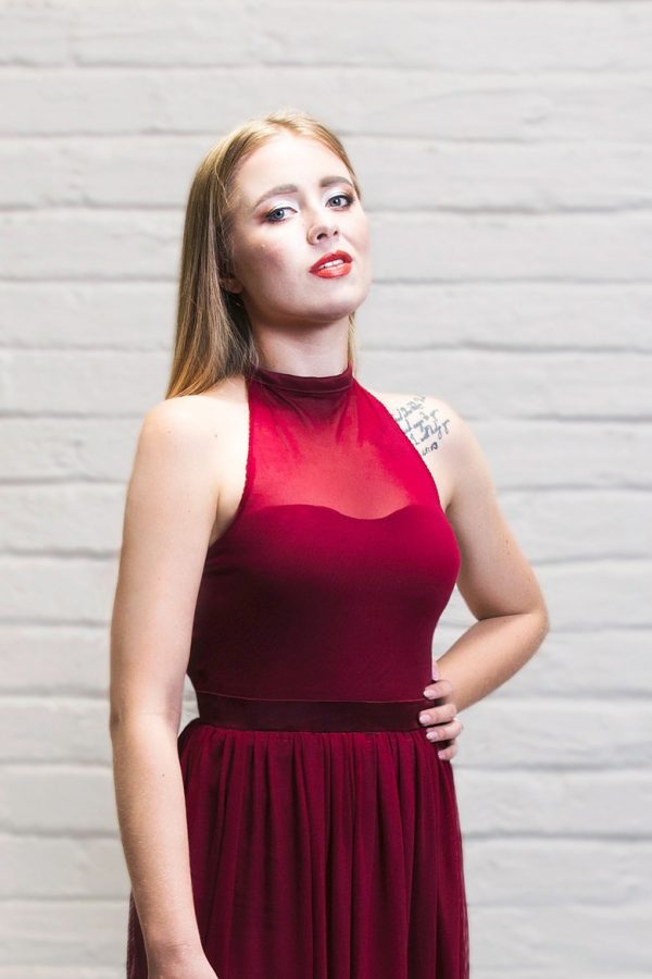 Burgundy halterneck bodysuit