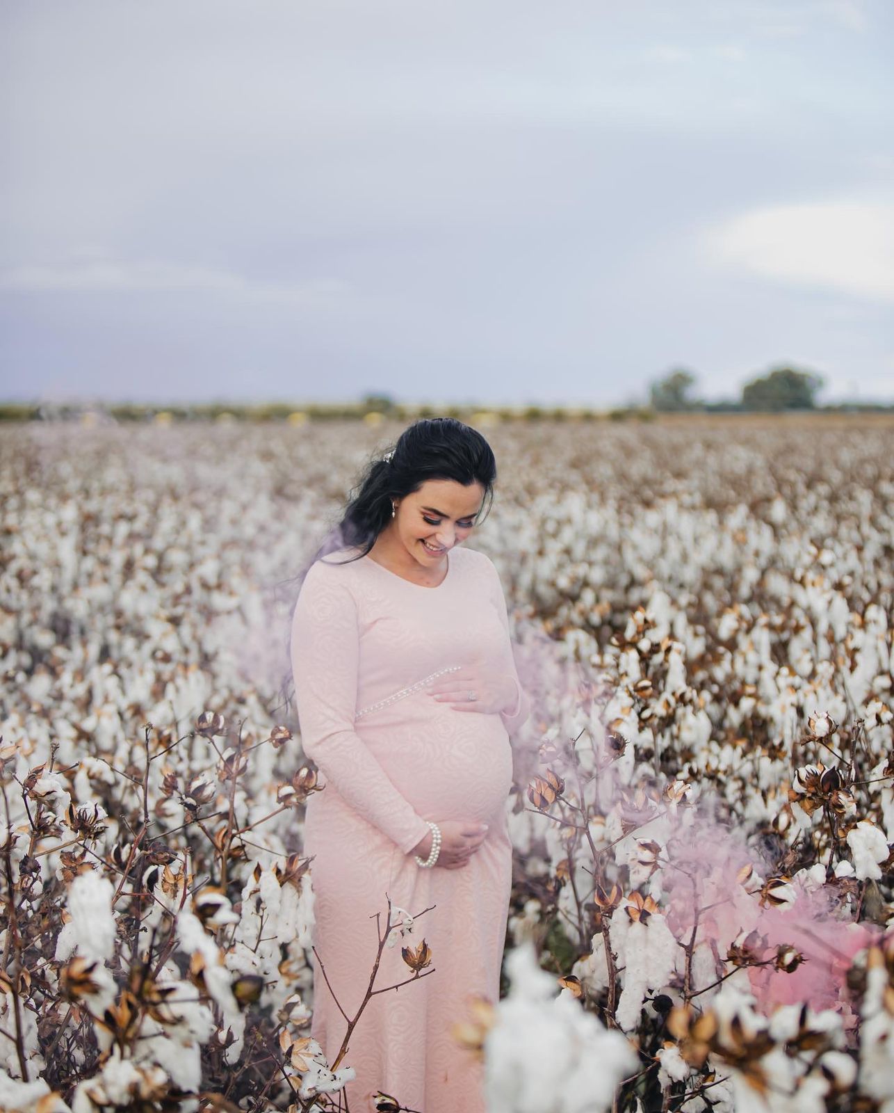 Pastel pink maternity dress